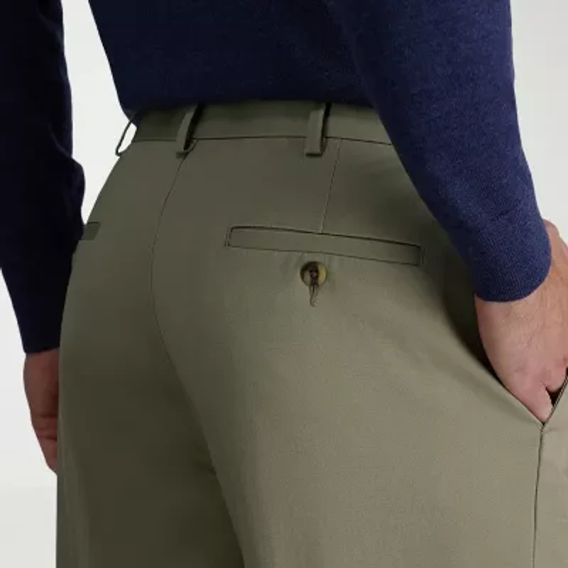 Haggar Wrinkle Free Performance Khaki Mens Classic Fit Flat Front Pant
