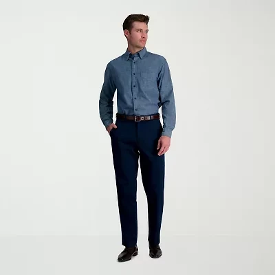 Haggar Wrinkle Free Performance Khaki Mens Classic Fit Flat Front Pant
