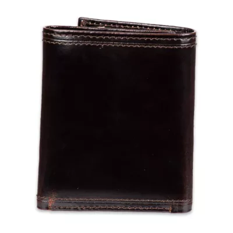 Stafford Rfid Split Pull-Up Trifoldw/Intrior Zipper Mens Personalized Trifold Wallet