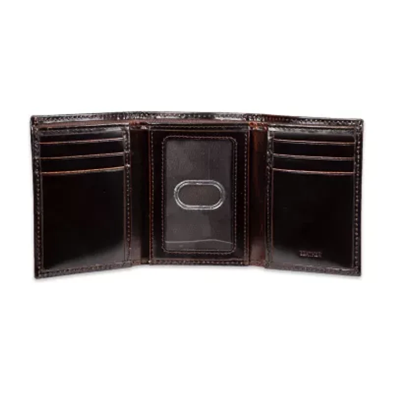 Stafford Rfid Split Pull-Up Trifoldw/Intrior Zipper Mens Personalized Trifold Wallet