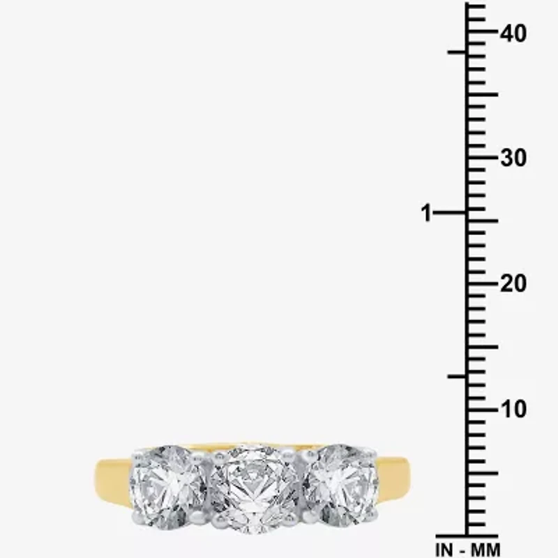 (G / SI1-SI2) Womens 2 1/4 CT. T.W. Lab Grown White Diamond 10K Gold Round 3-Stone Engagement Ring