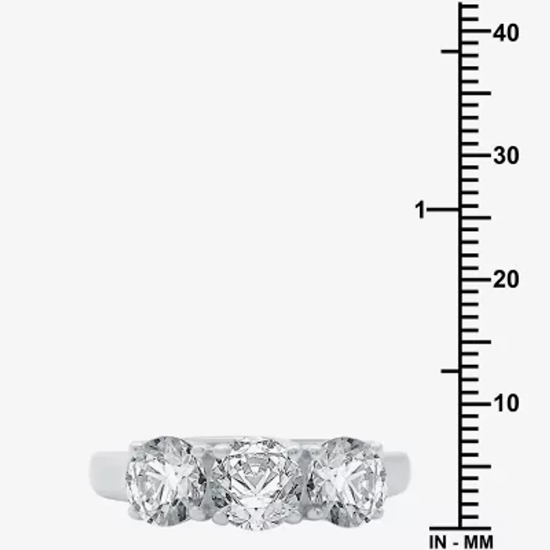 (G / SI1-SI2) Womens 2 1/4 CT. T.W. Lab Grown White Diamond 10K Gold Round 3-Stone Engagement Ring