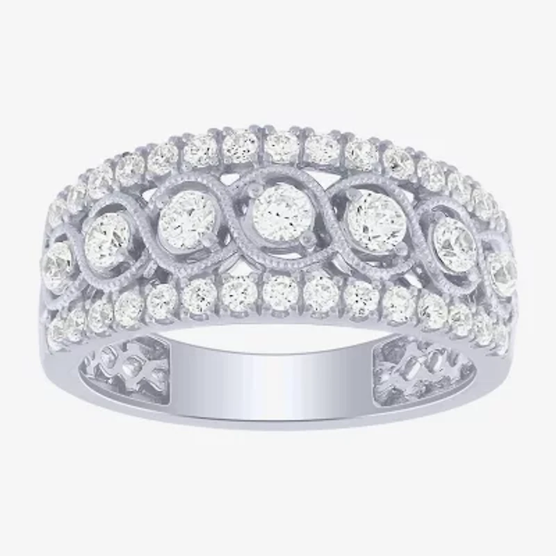 (G / Si2) Womens 9M 1 CT. T.W. Lab Grown White Diamond 10K Gold Anniversary Band