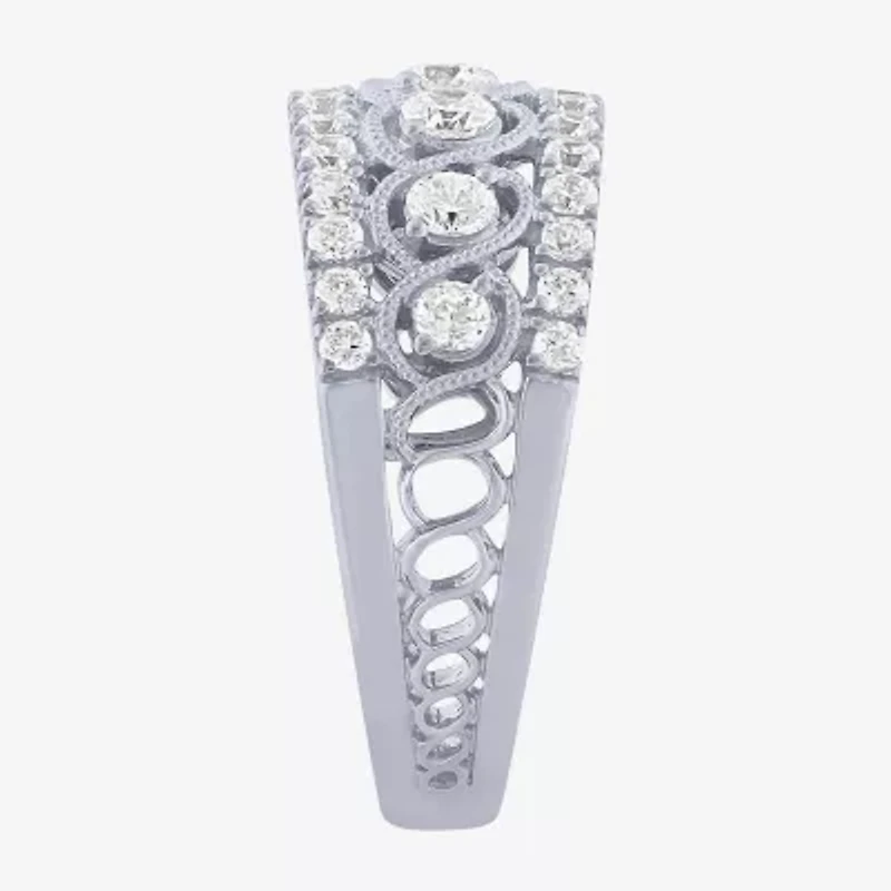 (G / Si2) Womens 9M 1 CT. T.W. Lab Grown White Diamond 10K Gold Anniversary Band