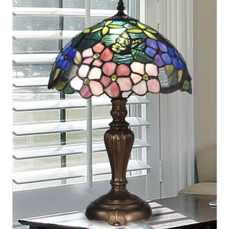 Dale Tiffany Kannon Peony Glass Table Lamp