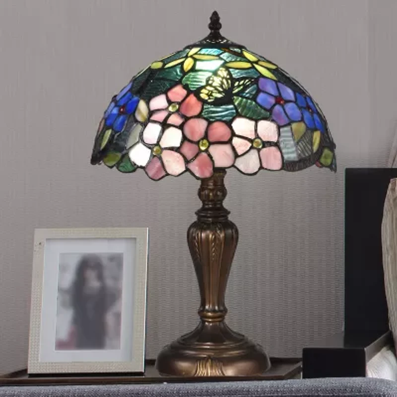 Dale Tiffany Kannon Peony Glass Table Lamp