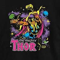 The Mighty Thor Neon Cropped Womens Juniors Crew Neck Short Sleeve Classic Fit Marvel Graphic T-Shirt