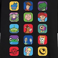 Woodie, Buzz, Jesse, And Friends Womens Juniors Crew Neck Short Sleeve Oversized Buzz Lightyear Toy Story Woody Graphic T-Shirt
