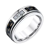 Mens 8MM 1/7 CT. T.W. Natural White Diamond Tungsten Wedding Band