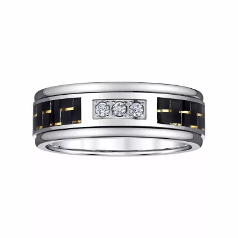 Mens 8MM 1/7 CT. T.W. Natural White Diamond Tungsten Wedding Band