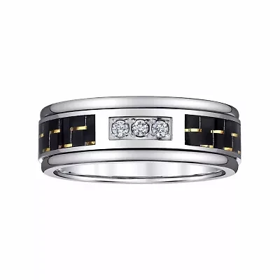 Mens 8MM 1/ CT. T.W. Natural White Diamond Tungsten Wedding Band