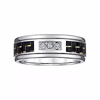 Mens 8MM 1/7 CT. T.W. Natural White Diamond Tungsten Wedding Band
