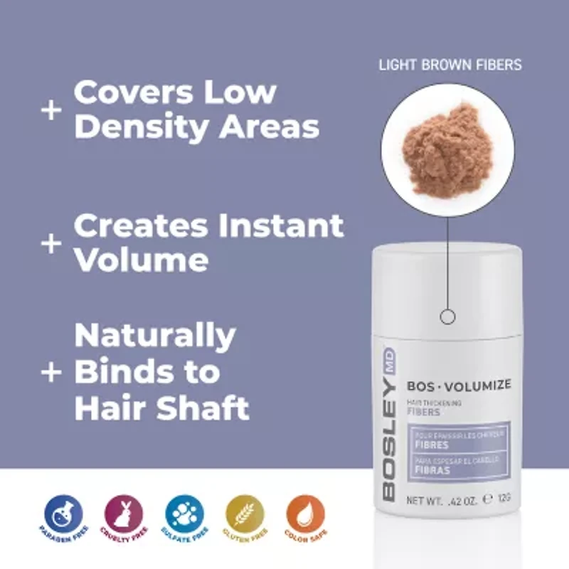 BosleyMD Hair Thickening Fibers Light Brown Styling Product 1 oz.