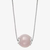 Womens Genuine Pink Quartz Sterling Silver 18 Inch Pendant Necklace