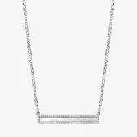Womens Genuine White Mother Of Pearl Sterling Silver Bar 18 Inch Pendant Necklace