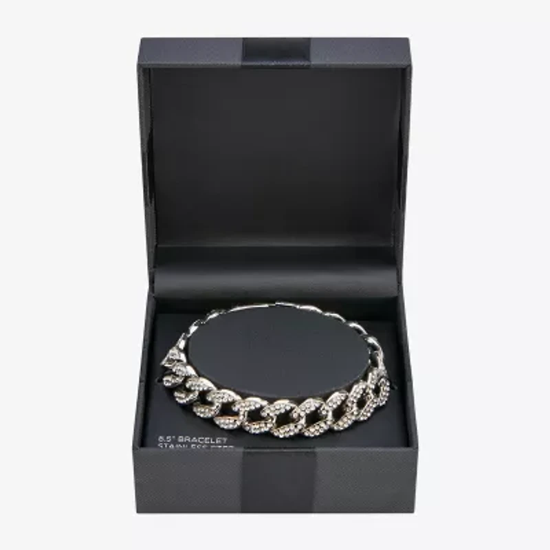 Mens Stainless Steel Solid Curb Chain Bracelet