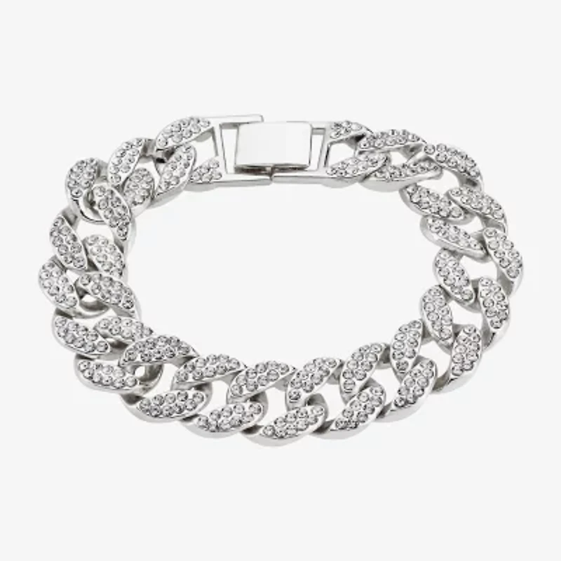 Mens Stainless Steel Solid Curb Chain Bracelet