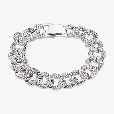 Mens Stainless Steel Solid Curb Chain Bracelet