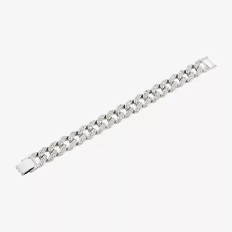 Mens Stainless Steel Solid Curb Chain Bracelet