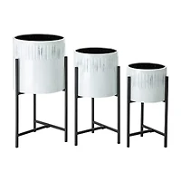 Glitzhome Set Of 3 White Metal Planter Stands