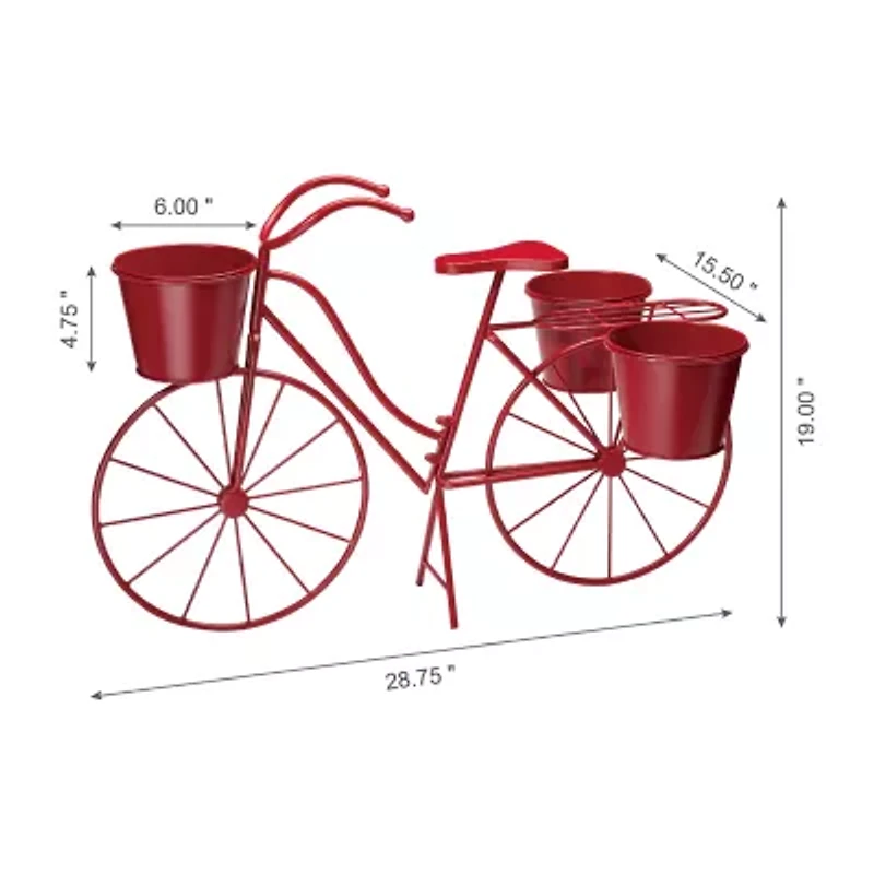 Glitzhome 28.75" Metal Red Bicycle Planter Stands