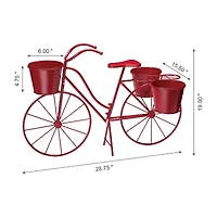 Glitzhome 28.75" Metal Red Bicycle Planter Stands