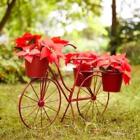 Glitzhome 28.75" Metal Red Bicycle Planter Stands