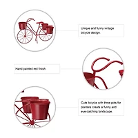 Glitzhome 28.75" Metal Red Bicycle Planter Stands
