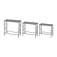 Glitzhome Set Of 3 Black Metal Planter Stands