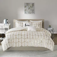 Intelligent Design Khloe Metallic Printed Duvet Cover Set with decorative pillows