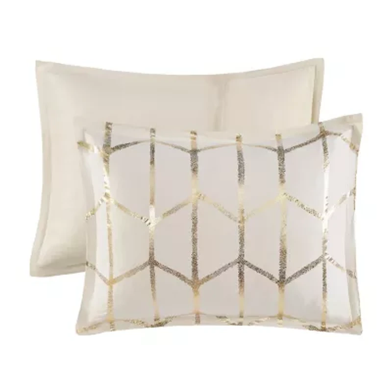 Intelligent Design Khloe Metallic Printed Duvet Cover Set with decorative pillows