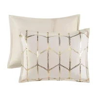 Intelligent Design Khloe Metallic Printed Duvet Cover Set with decorative pillows