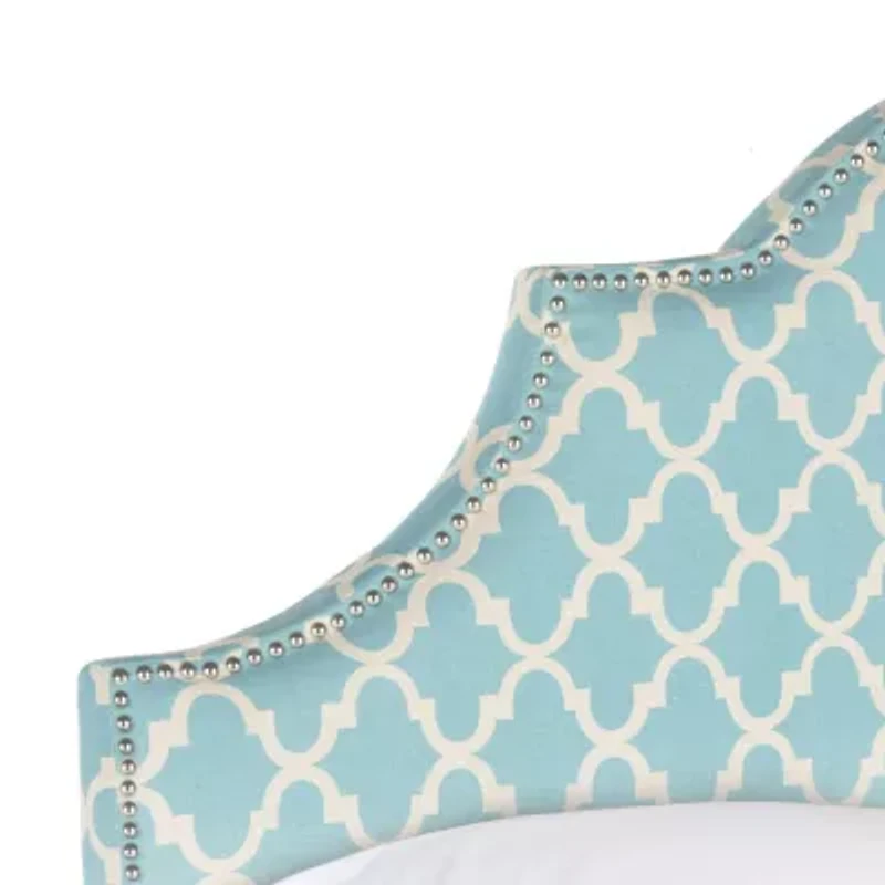 Hallmar Patterned Upholstered Headboard with Nailhead Trim
