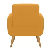 Kingston Mid-Century Modern Accent Armchair in Linen with Legs in a Natural Finish