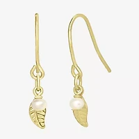 Silver Treasures 14K Gold Over Leaf Drop Earrings