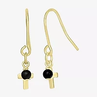 Silver Treasures 14K Gold Over Cross Drop Earrings