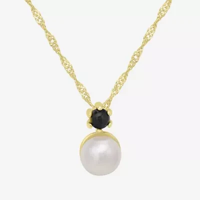 Silver Treasures Womens White Simulated Pearl 14K Gold Over Silver 18 Inch Pendant Necklace