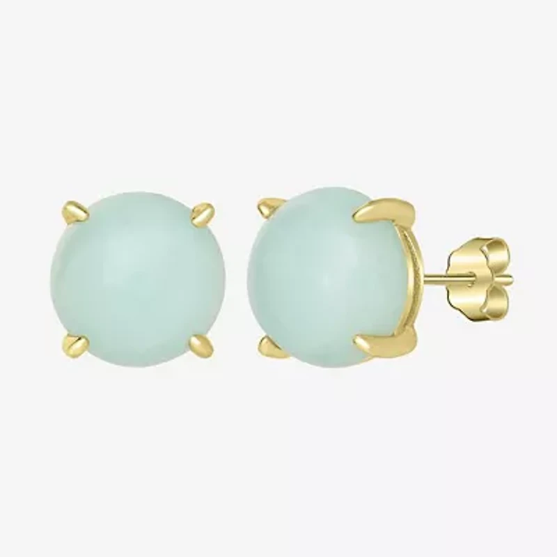 Silver Treasures 14K Gold Over Silver 8mm Round Stud Earrings