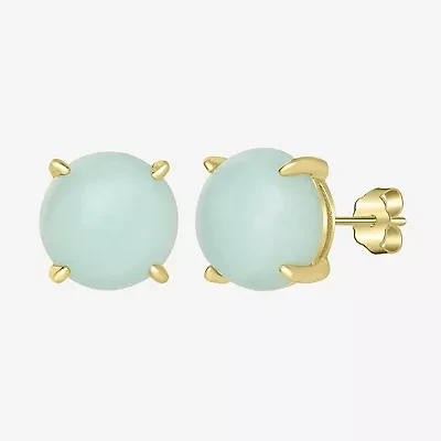 Silver Treasures 14K Gold Over Silver 8mm Round Stud Earrings