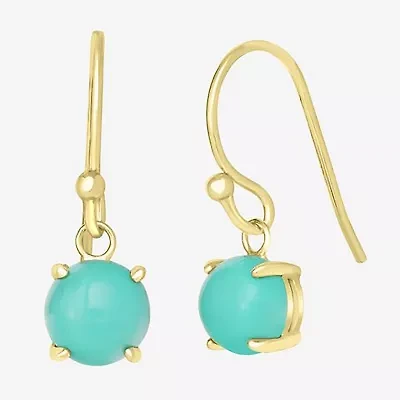 Silver Treasures 14K Gold Over Silver Round Drop Earrings