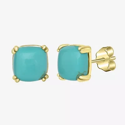 Silver Treasures 14K Gold Over Silver 7mm Square Stud Earrings