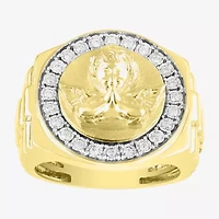 Mens 1/4 CT. T.W. Natural White Diamond 10K Gold Angel Fashion Ring
