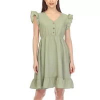 White Mark Womens Short Sleeve Empire Waist Dress