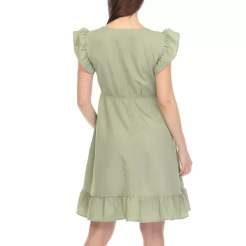 White Mark Womens Short Sleeve Empire Waist Dress