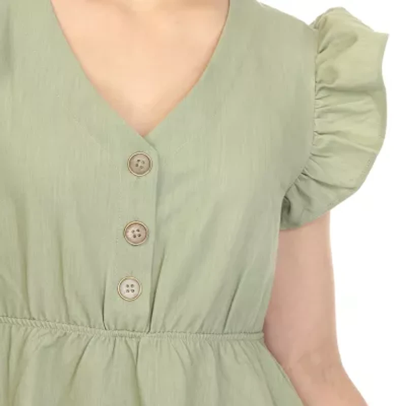 White Mark Womens Short Sleeve Empire Waist Dress