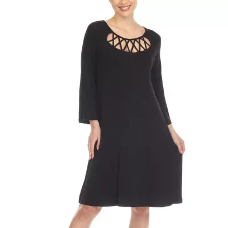 White Mark Womens 3/4 Sleeve Swing Dresses