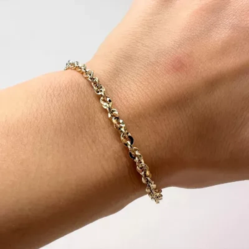 Made in Italy Unisex Adult 14K Gold 8 Inch Semisolid Link Chain Bracelet