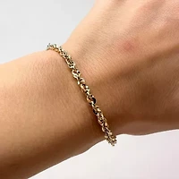 Made in Italy Unisex Adult 14K Gold 8 Inch Semisolid Link Chain Bracelet