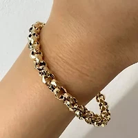 Made in Italy Womens 14K Gold 7.5 Inch Hollow Rolo Chain Bracelet