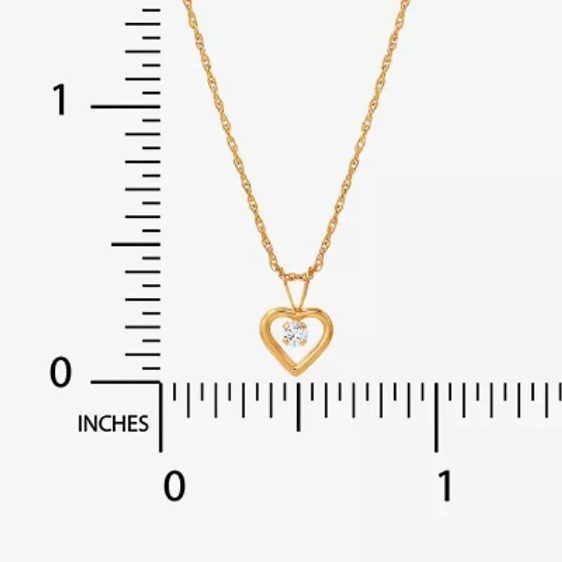 Girls 14K Gold & Cubic Zirconia Heart Pendant Necklace